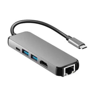 Type C to HDTV 5-in-1 Adapter (RJ45 + HDTV + USB 3.0 x2 + Type C)